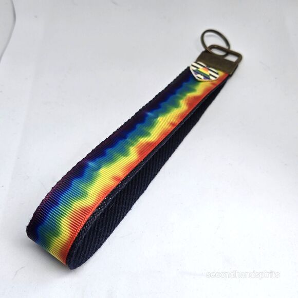 Wristlet Keychain In Rainbow W ALLY Pin Key Fob Wristlet Keychain - Picture 1 of 4